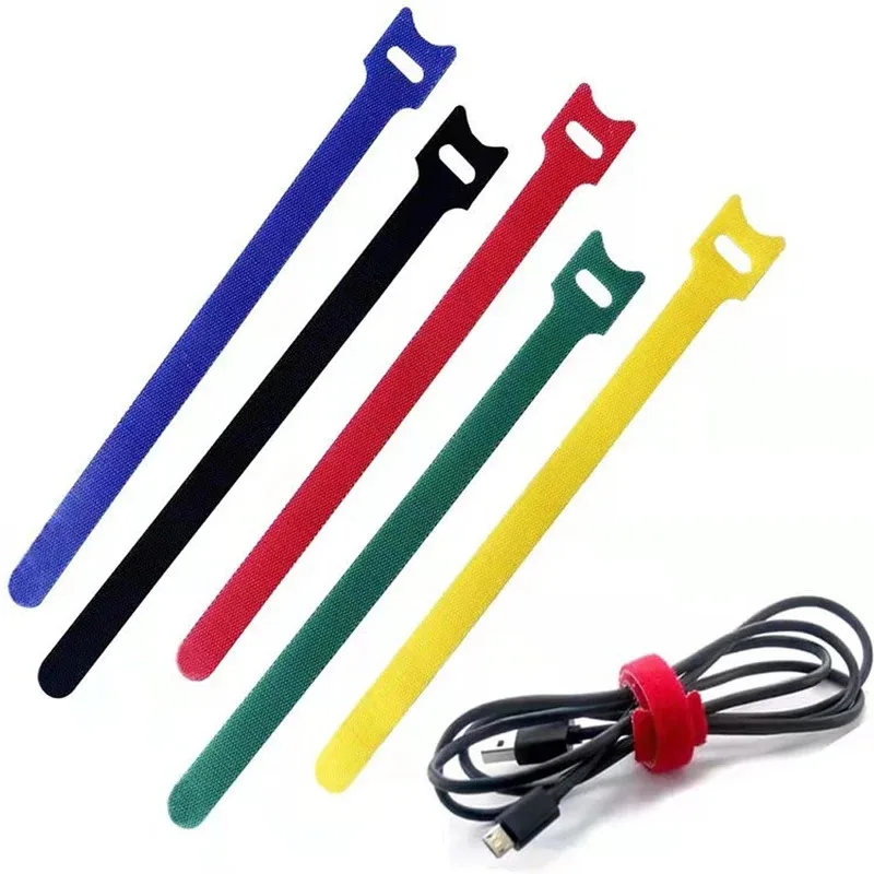 10-100pcs Releasable Cable Ties Wire Organizer Black  Nylon Hook Loop Straps Wrap Zip Bundle Bandage Tie Plastics Fastening