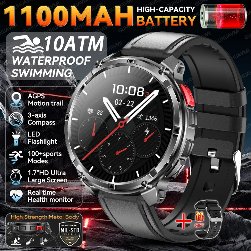 2026 Nieuwe T-Rex 3 Pro Smartwatch 1100mAh Lange Batterijduur Dual-Band GPS 10ATM Waterdicht Militaire Kwaliteit Sport Outdoor Smartwatches