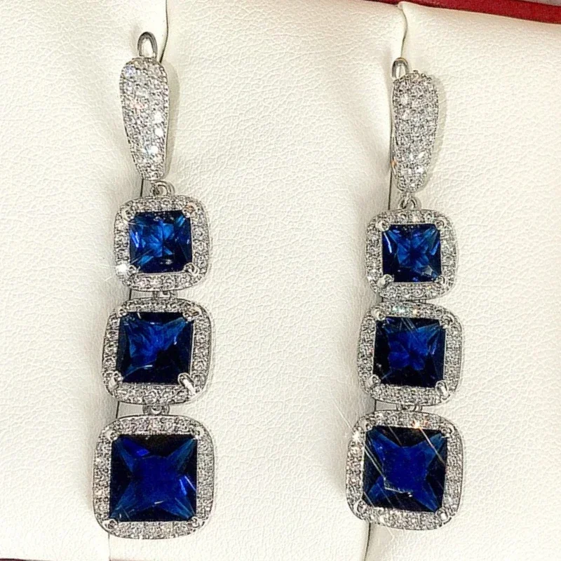 Women's 2026 Crystal Zircon Earrings with Draping Design Light Luxury Dazzling Temperament Jewelry Accessory