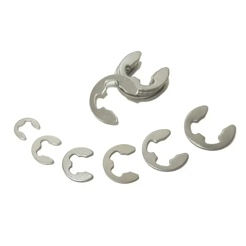 200pcs/304 Stainless Steel E-Shaped Open Snap Ring, C-Shaped Retaining Ring, E-Shaped Retaining Ring for Shaft image 6