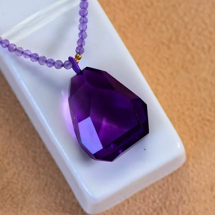 Natural Purple Amethyst Quartz Pendant Necklace 26*21*13.7mm Amethyst Jewelry Beads Women Men Necklace Brazil AAAAAA