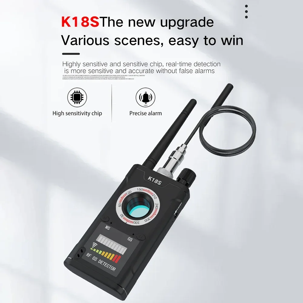 K18s 다기능 무선 안티 탐지기 카메라, GPS 신호 렌즈, RF 트래커, GSM 오디오 버그 탐지기, 1MHz-6.5GHz