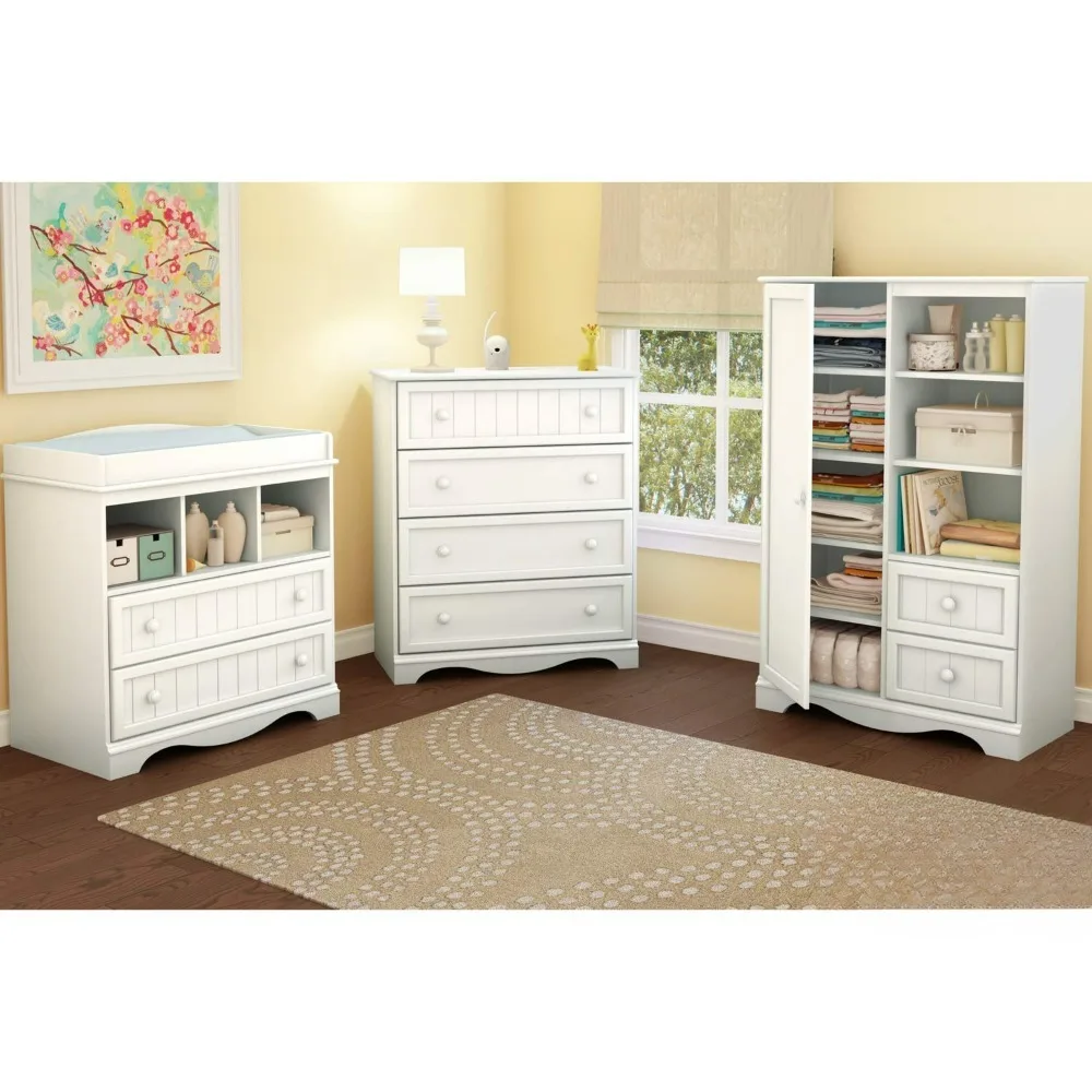 Guarda-roupa branco puro infantil, 33x18,75x48,75 polegadas