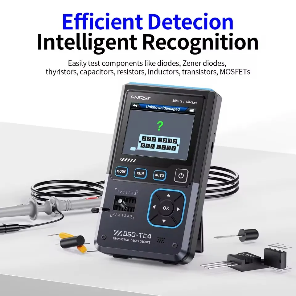 FNIRSI DSO-TC4 Peningkatan Osiloskop Digital 3 In 1 10MHz 48Ms/s Penguji Transistor Penguji Komponen Elektronik Alat Pengisi Daya USB