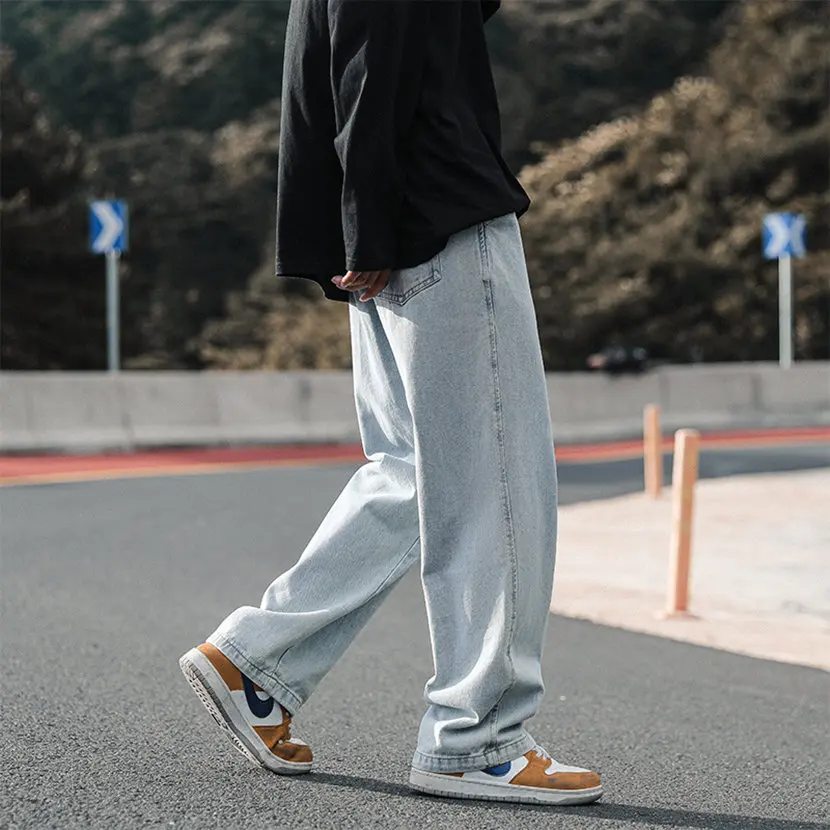 

Джинсы Cityboy свободного кроя с длинными прямыми штанинами, мужские, весенне-осенние, новый стиль, модные простые мужские брюки, повседневная одежда в японском стиле