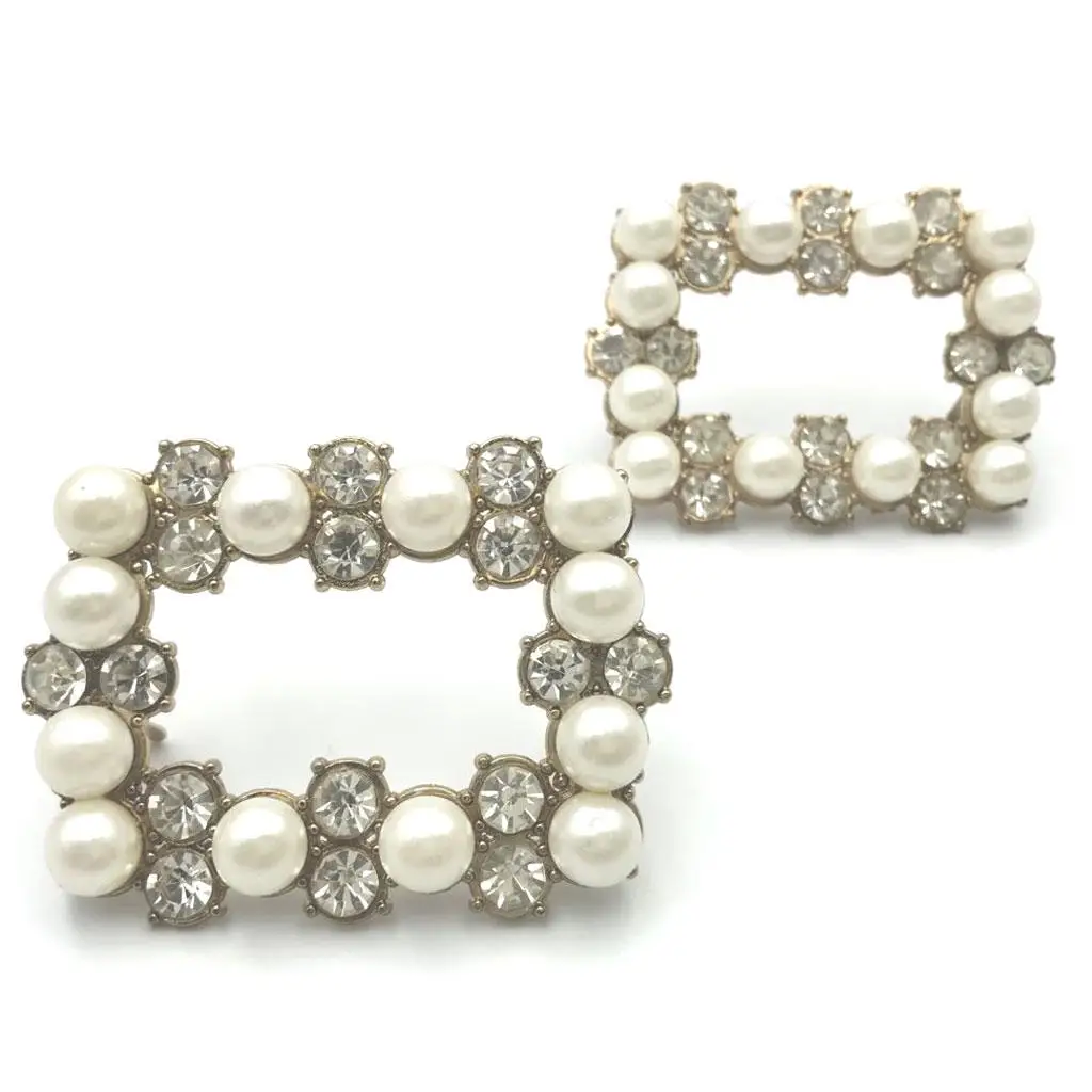 Wedding Crystal Rhinestone Applique DIY Pearl Shoe Clips for Girl's Shoes Fashion Sneakers and Sandals Charm