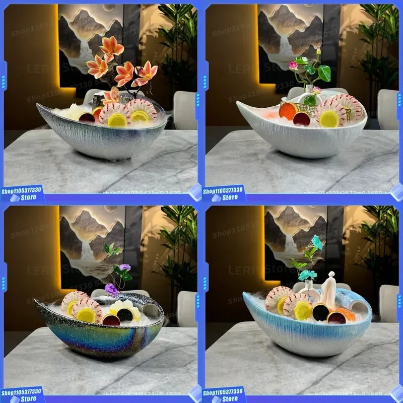Creative Deep Sea Fish Shaped Sashimi Plate Ice Tray for Salmon Beef Platter Unique Seafood Serving Dish Restaurant Home