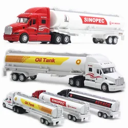 1:48 34.5CM American Alloy Oil Tanker Gasoline Car Sound and Light Car Model Transporter Model