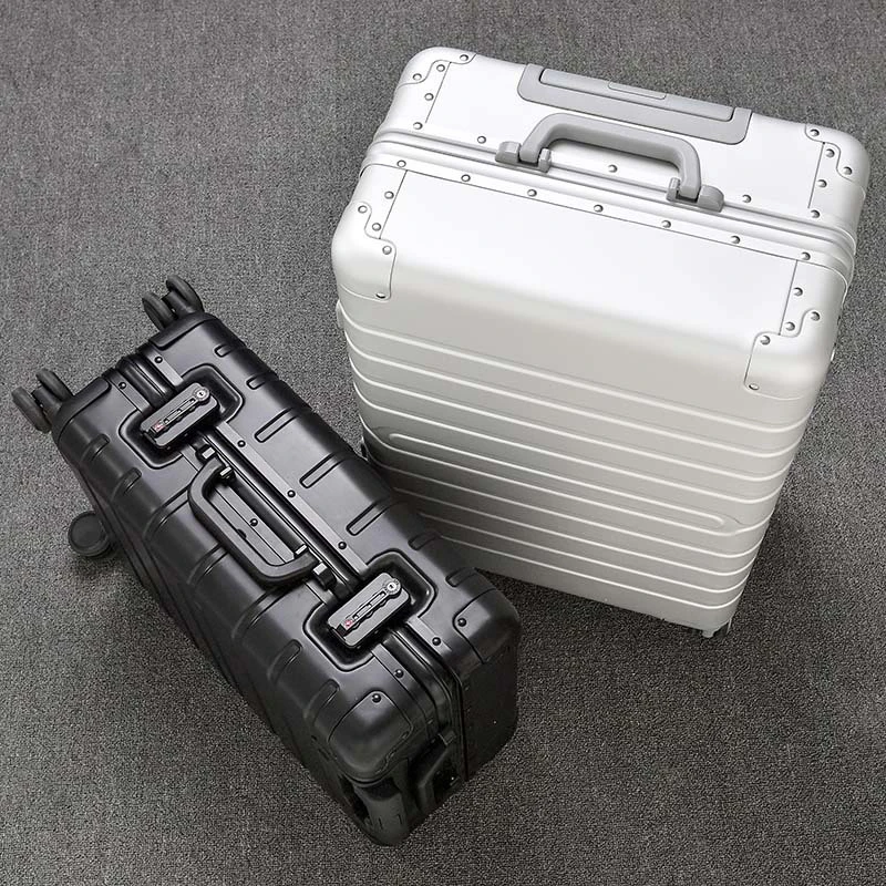 New Suitcase Aluminum Magnesium Alloy Luggage Universal Wheel Trolley Case Password Boarding Suitcase Cabin Size 20 inch