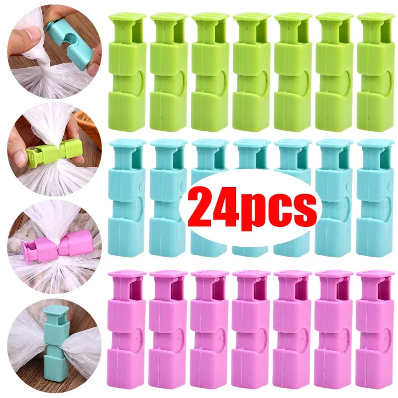 24/1Pcs Reusable Food Sealing Clips Plastic Pocket Sealing Clamp Snack Bread Bags Clips Kitchen Food Fresh-Keeping Storage Tool