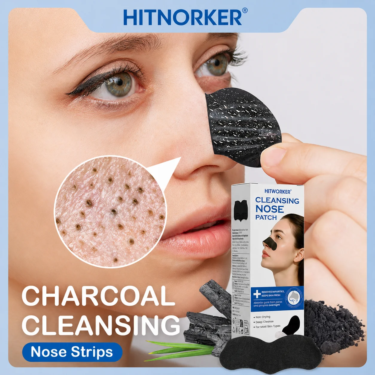 Blackhead Removal Nose Strips, 10 Tablets, Deep Cleansing and Refreshing Skin, Bevel Removal for Oily Skin, Instant Pore Cleansi