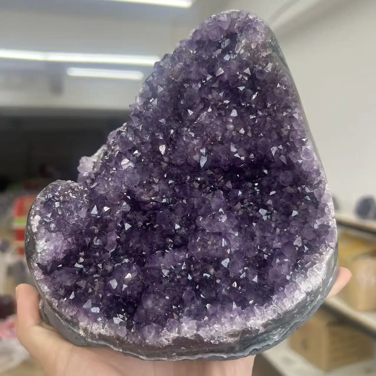 1898g 13cm  Natural Uruguay Dream Amethyst Quartz Crystal Cluster stand