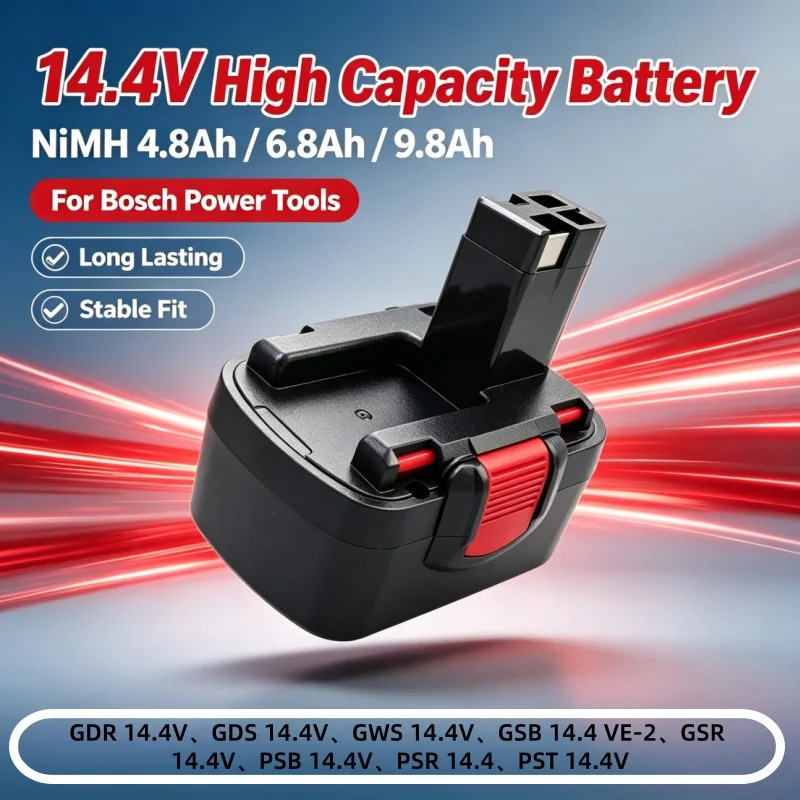 4.8/6.8/9.8Ah 14.4V Ni‑Cd Replacement Battery Compatible With BAT038 BAT140 PSR 14.4VE‑2 Electric Power Tools