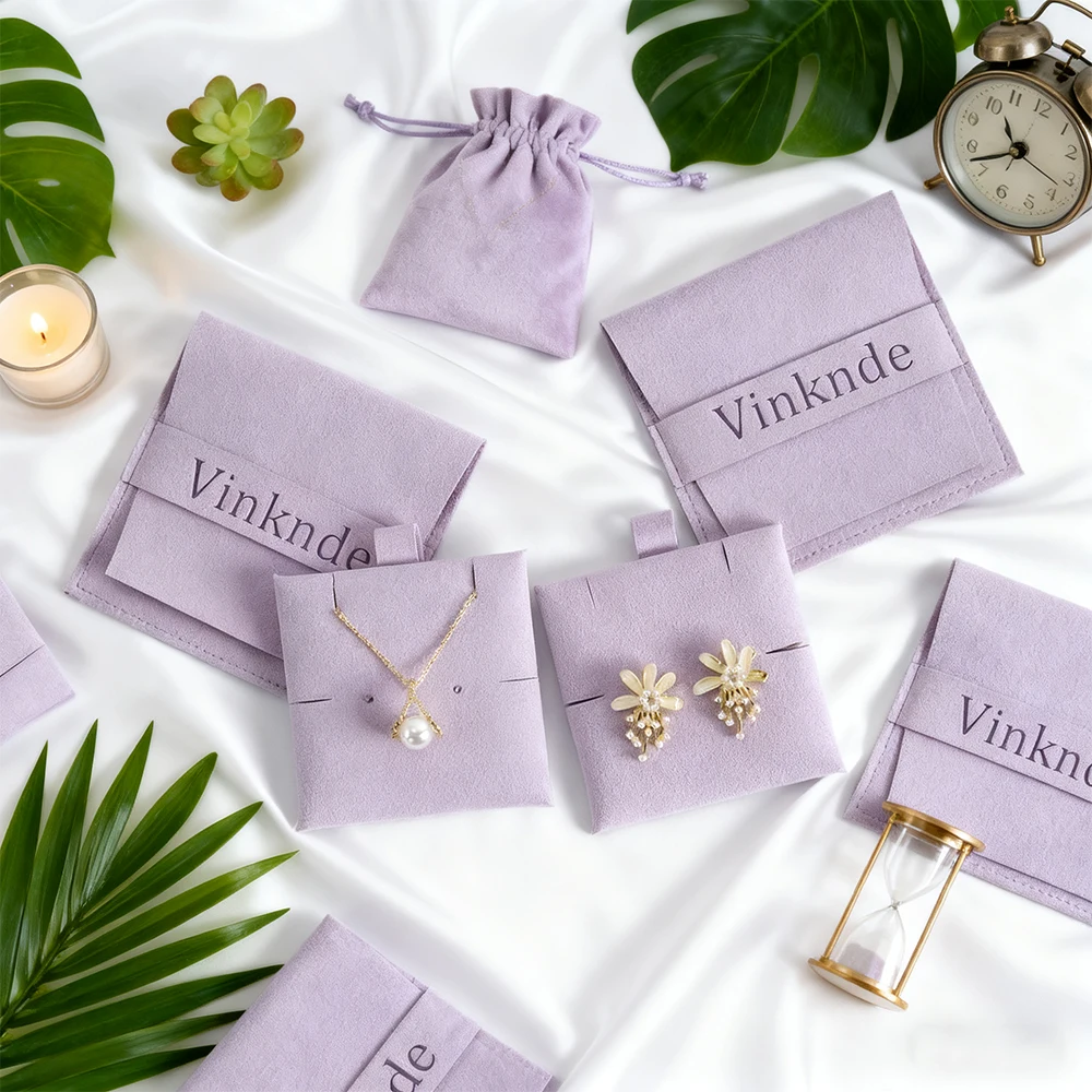 

Personalization Jewelry Packaging Pouches With Pad Custom Logo Bracelet Display Card Necklace Earrings Holder Bag Wedding Gift