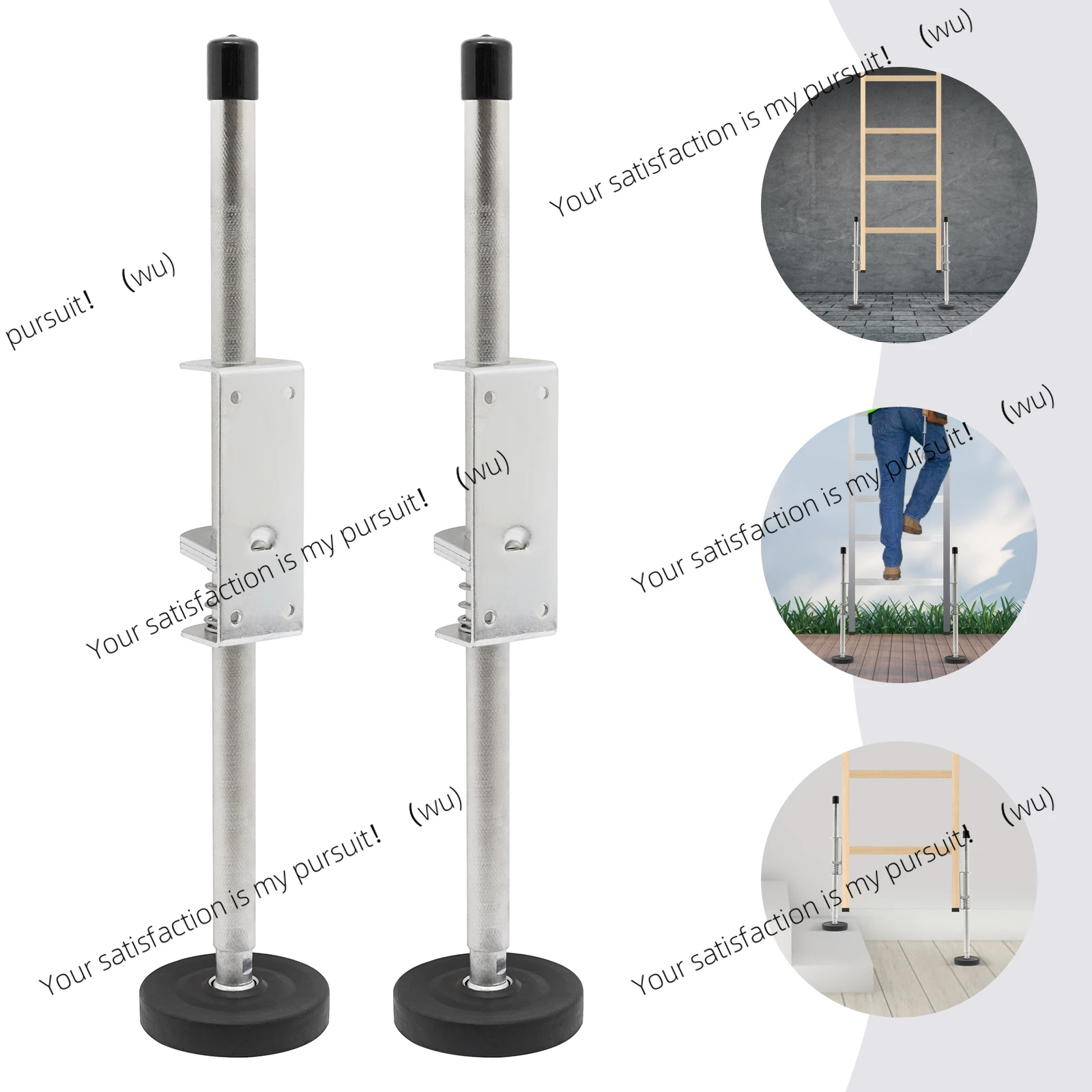 2pcs Extension Ladder Stabilizer Legs Ladder Leveler with Rubber Feet Adjustable Height for Roofers/Contractors