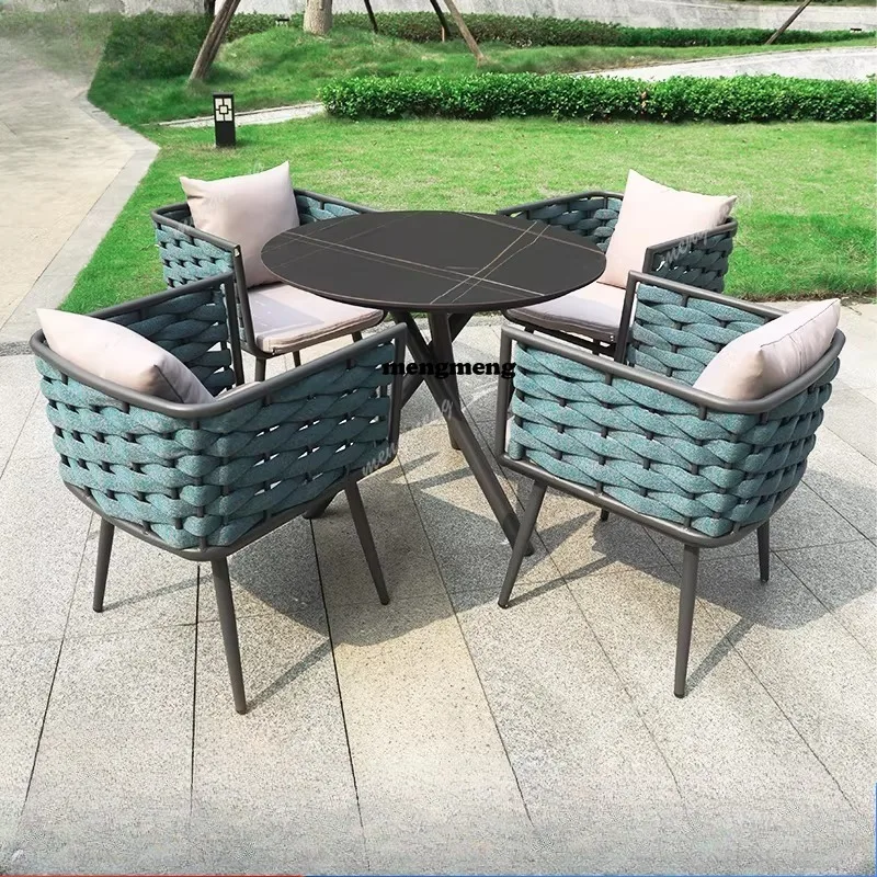 

alloy tables and chairs villa courtyard rattan table and chair combination terrace yang waterproof sunscreen rattan chair