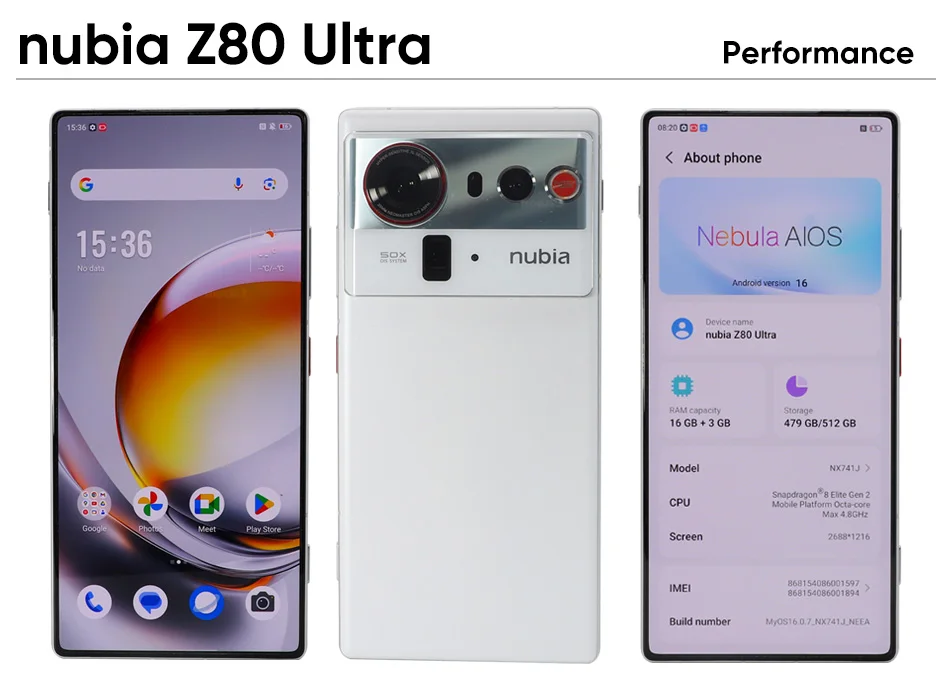 Official Nubia Z80 Ultra 5G Smartphone Global Version Snapdragon 8 Elite Gen 5 7200mAh 6.85'' 144Hz Oled Display 90W Fast Charg