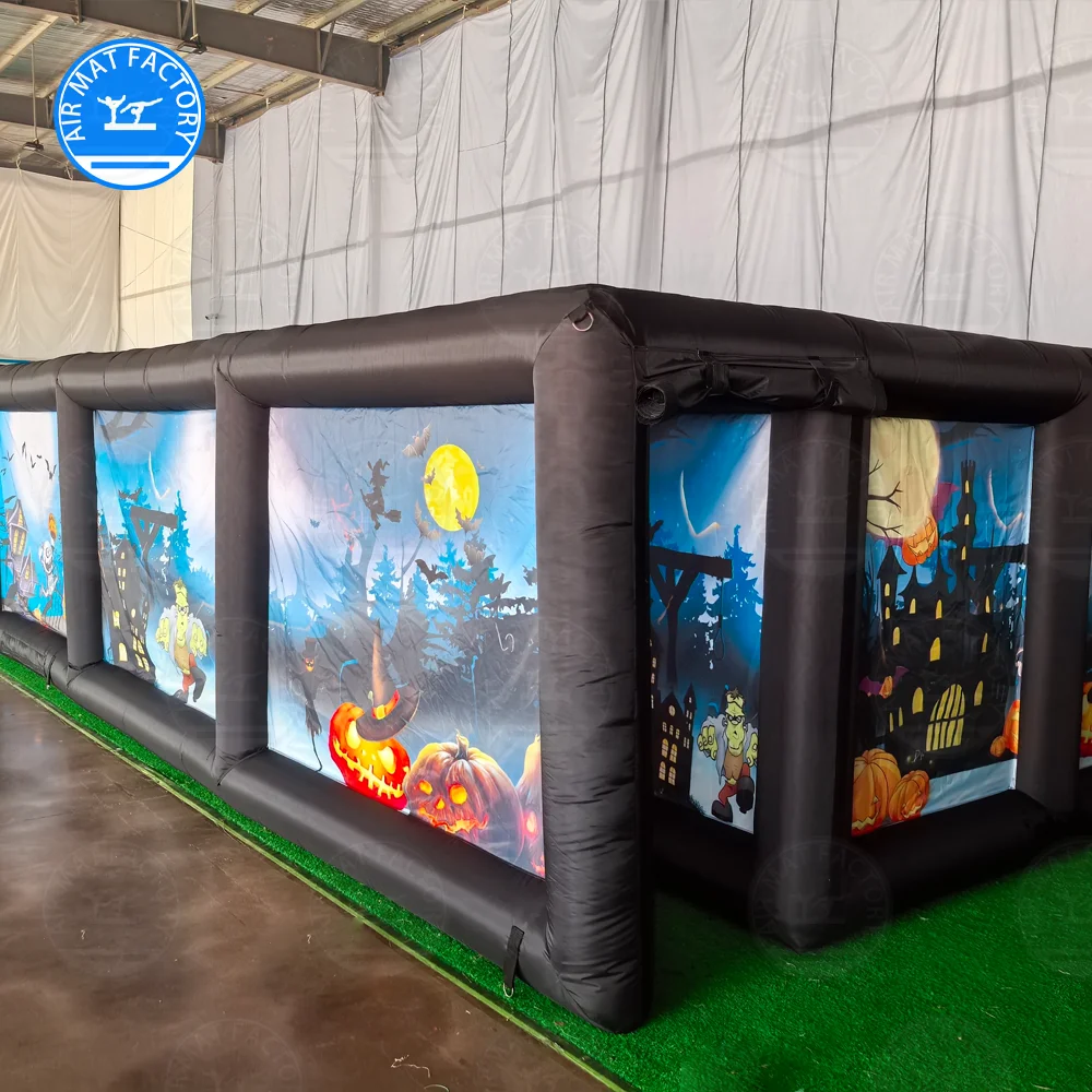 Halloween Clown Inflatable Maze Large Haunted House Maze for Party & Event, Scary Carnival Themed Inflatable Obstacle Course