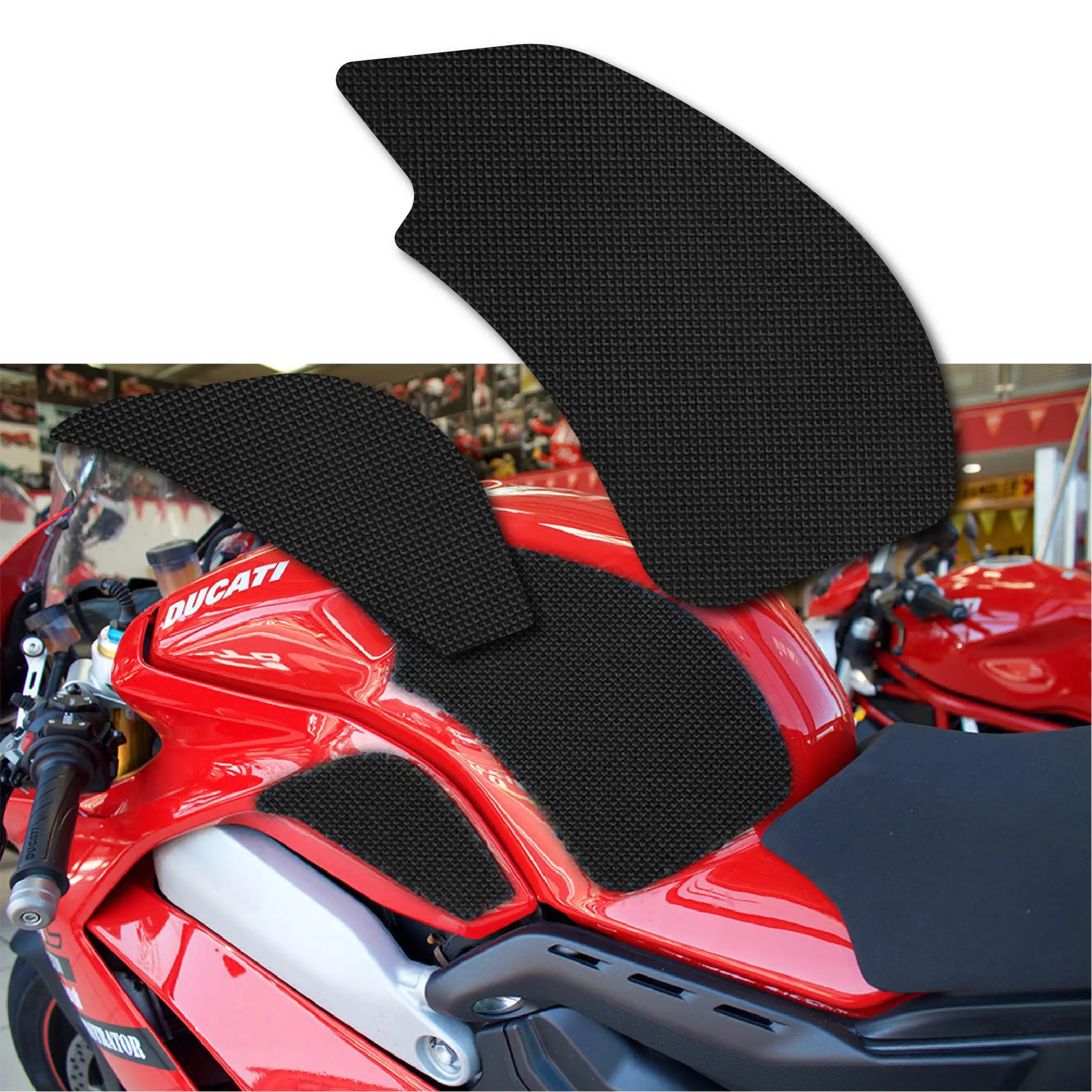 

For DUCATI PANIGALE V4 2018-2022 AND STREETFIGHTER V4 / SP 2020-2022 Tank Traction Grips Pads Silicone Rubber 3M Glue