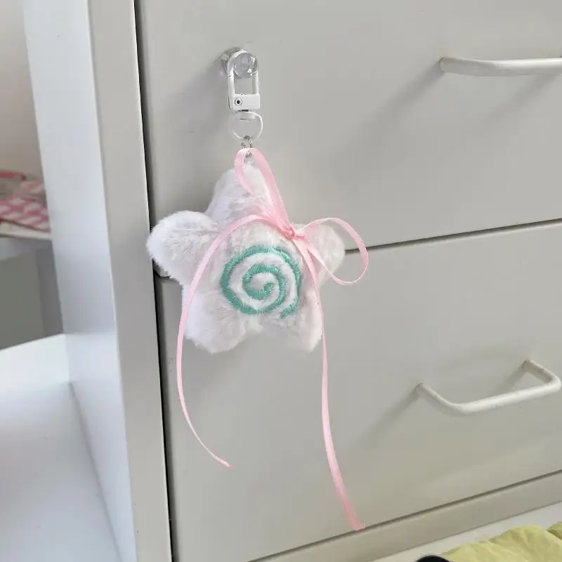 

INS Style Ribbon Bow Star Fish Board Plush Pendant Keychain Kawaii Backpack Hanging Ornament Decoration Accessories Gifts