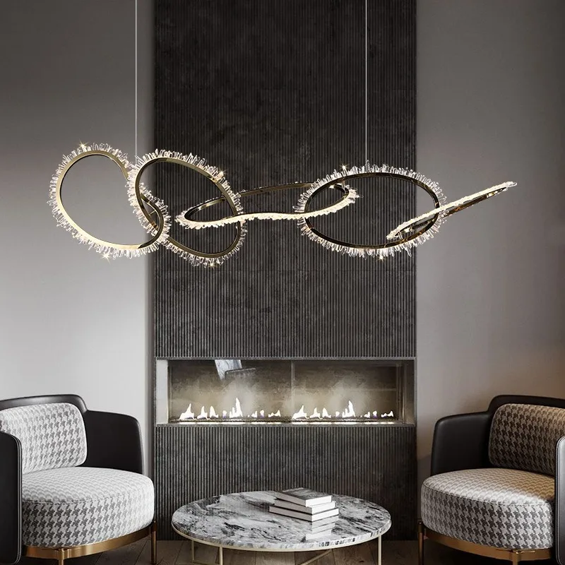 crystal chandelier villa duplex floor living room dining room bedroom lighting designer model room large chandelier