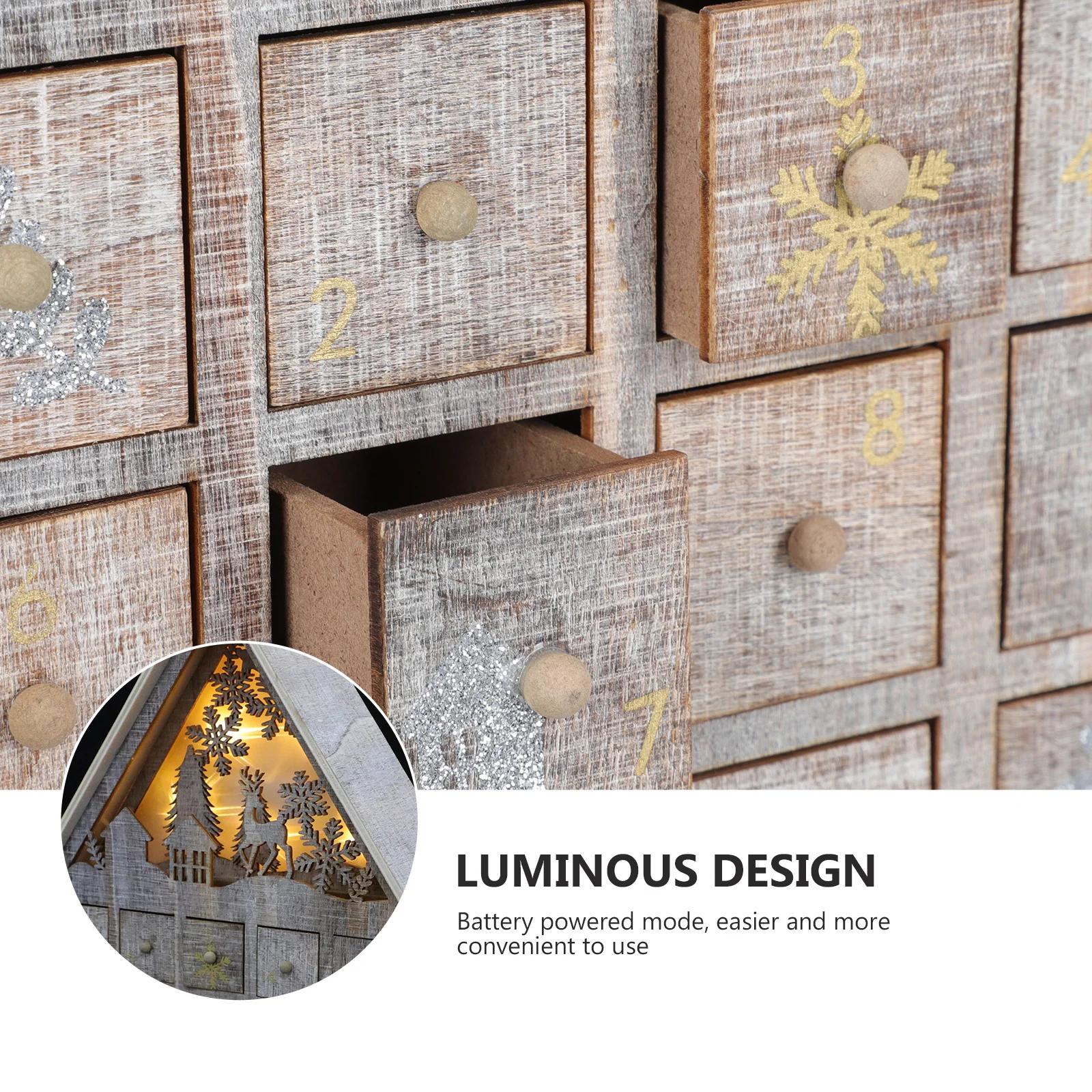 

1Pcs Wooden Calendar Ornament Stylish Christmas Desk Adornment High-Quality Carved Wood Decoration Living Room Bedroom Xmas Gift