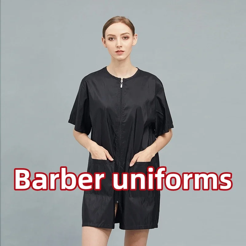 Barber Shop Work Clothes Summer Pet Shop Uniform Non Sticky Hair Apron Hair Salon Anti Hair Anti Static Gown Hairdressing Robe