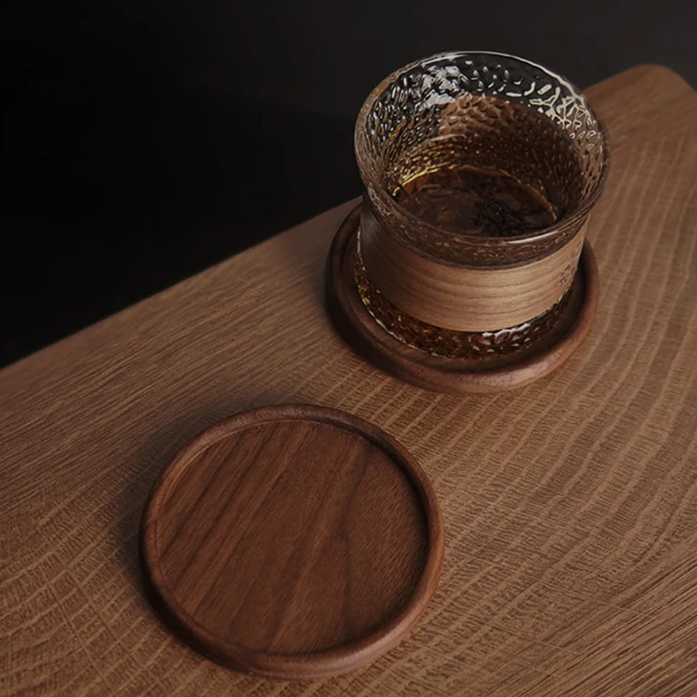 1PC Wood Coffee Cup Pad Round Solid Wood Tea Cup Pad Heat Resistant Coffee Mug Mat Durable Wood Drinking Cup Coaster Placemats