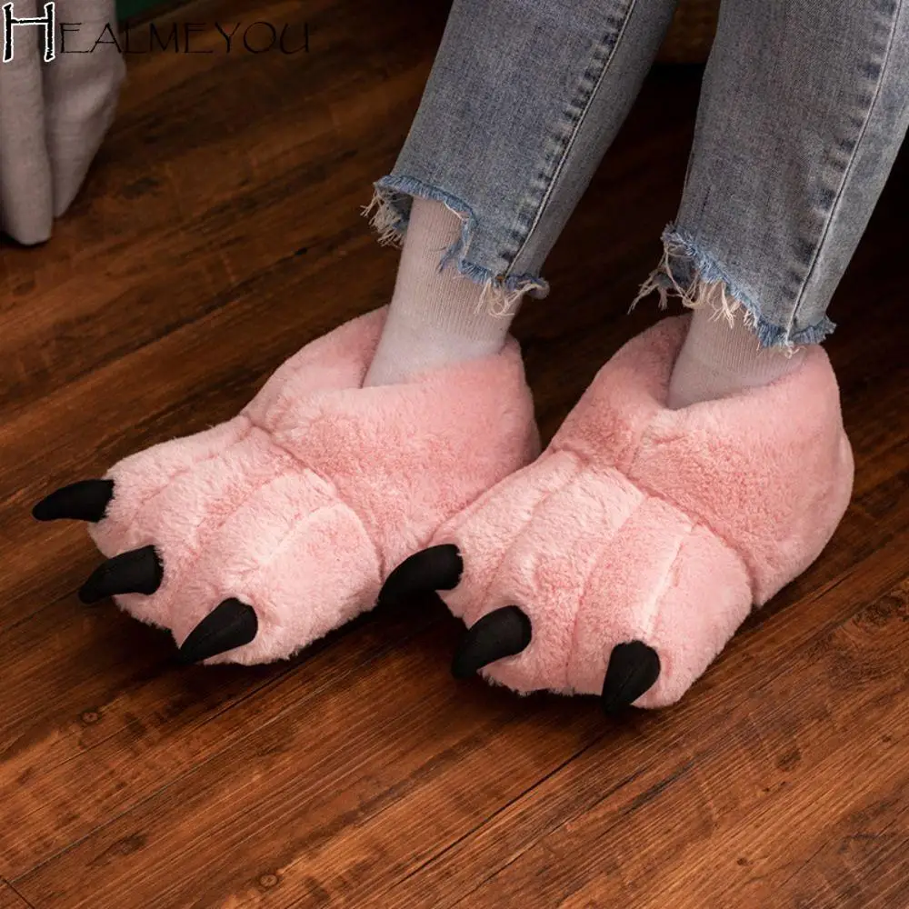 

Home Shoes Cartoon Winter Tiger Claw Slippers Large Furry Cosplay Props Shoes Exaggerate Warm Cat Paw Boots Gifts