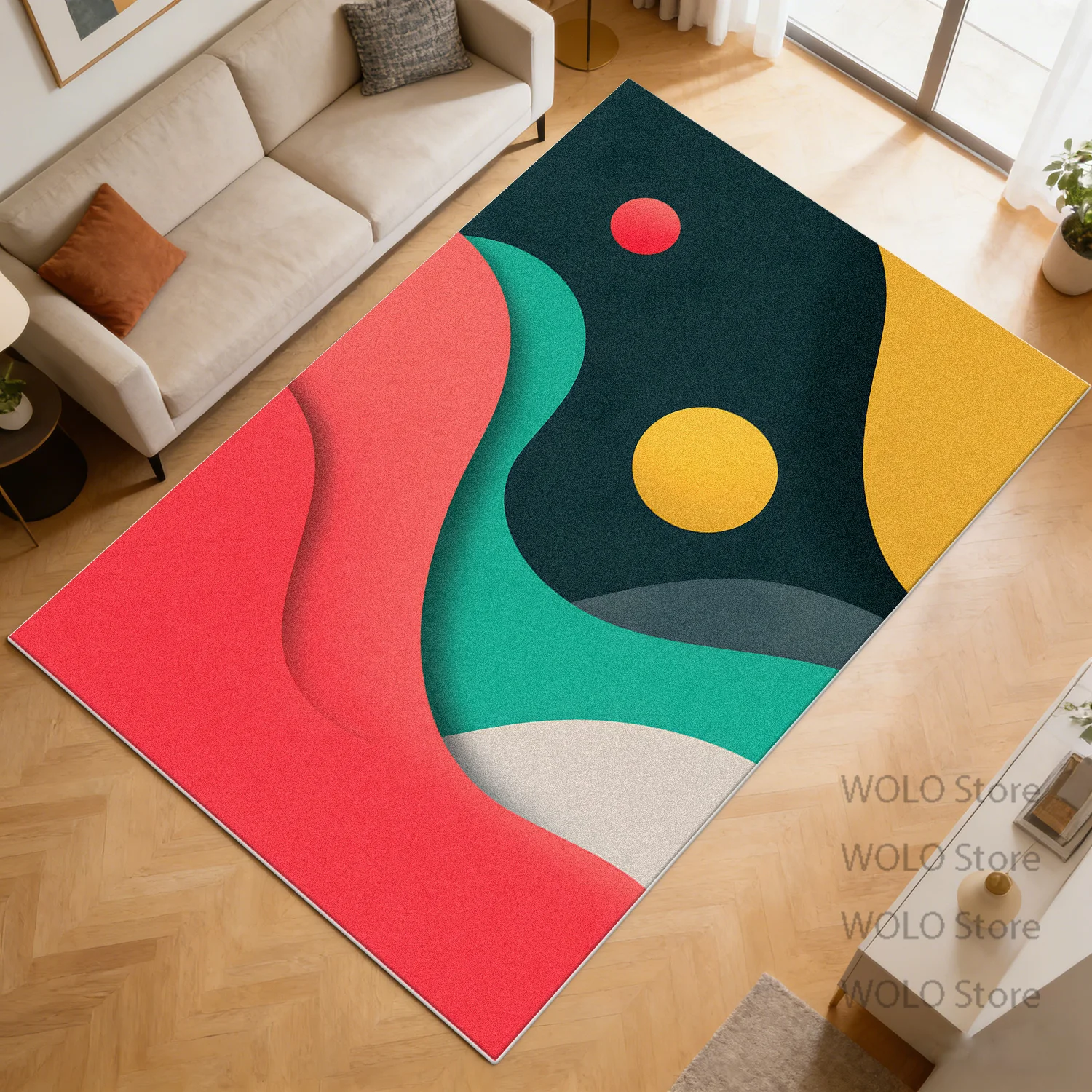 Abstract Multicolour Carpets Bedroom Living Room Easy Care Non-slip Floor Mat Large Area Lounge Customizable Rug Cloakroom