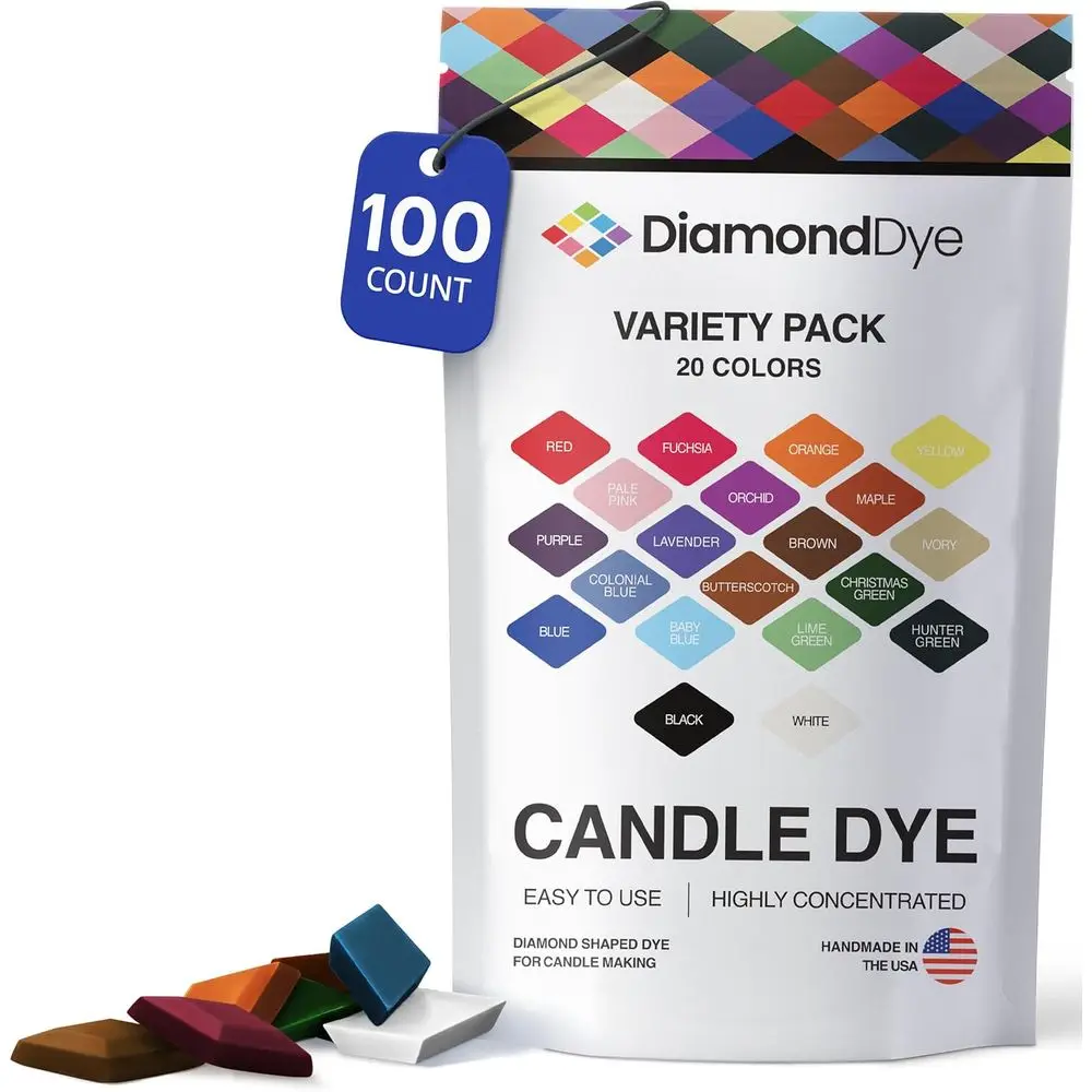 

American-Made 20 Color Paraffin or Soy Wax Dye Set - Premium, Concentrated, 100 Chips for Crafters and Professionals
