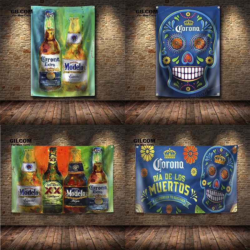 Beer Brand Retro Banner Flag Poster Wall Art Decoration AD Vintage Sign Bottle Extra Mexico Man Cave Garage Pub Club Bar