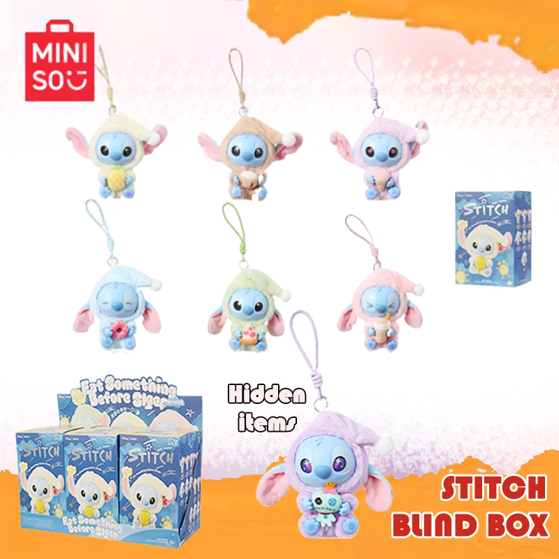 

Nwe Miniso Disney Stitch Eat Some Thing Before Sleep Series Vinyl Blind Box Bag Pendant Cute Doll Mystery Box Toy Adult Gift