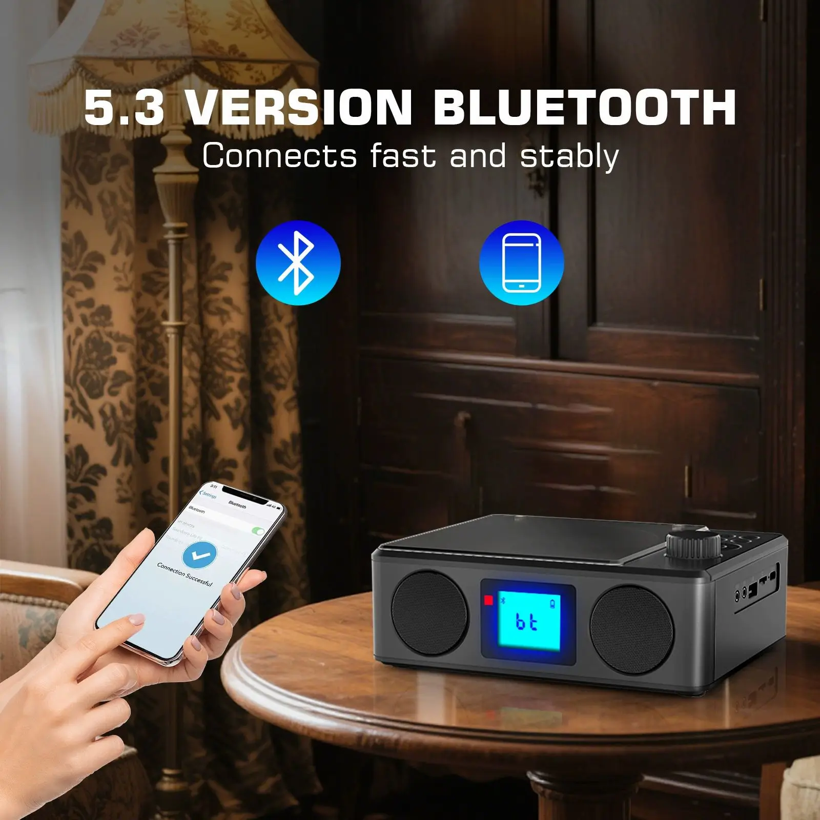 

2025 Retro Portable CD/MP3 Player with for Wireless Bluetooth Speakers Home Use Retro FM Radio & CD Player With Remote Control