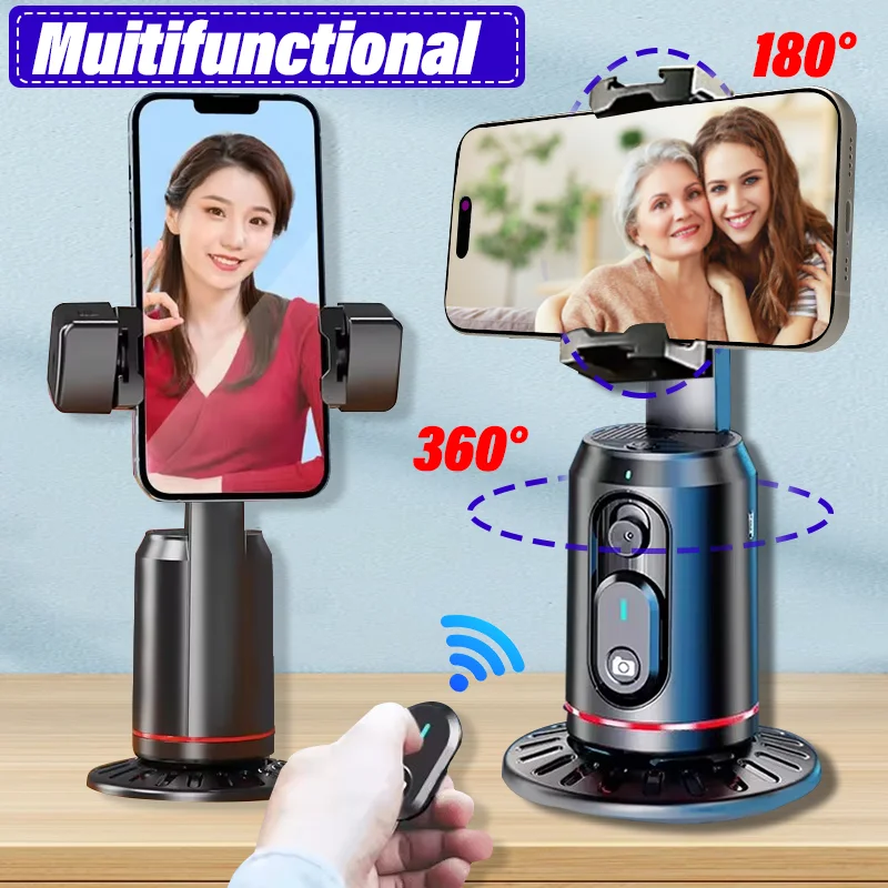 2024 New 360° Follow-up Gimbal Stabilizer Monopod Desktop Face Tracking Gimbal with Remote Shutter for Photography Tiktok Live