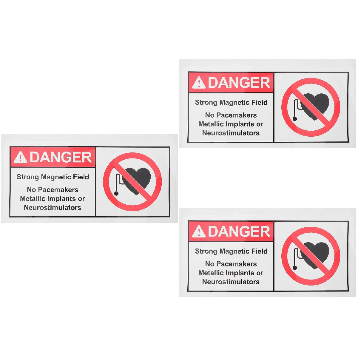 Auto-adesivo Safety Signs Advertência Adesivos, Applique Campo Magnético, O Sem Pacemaker, Decalque, 3 pcs