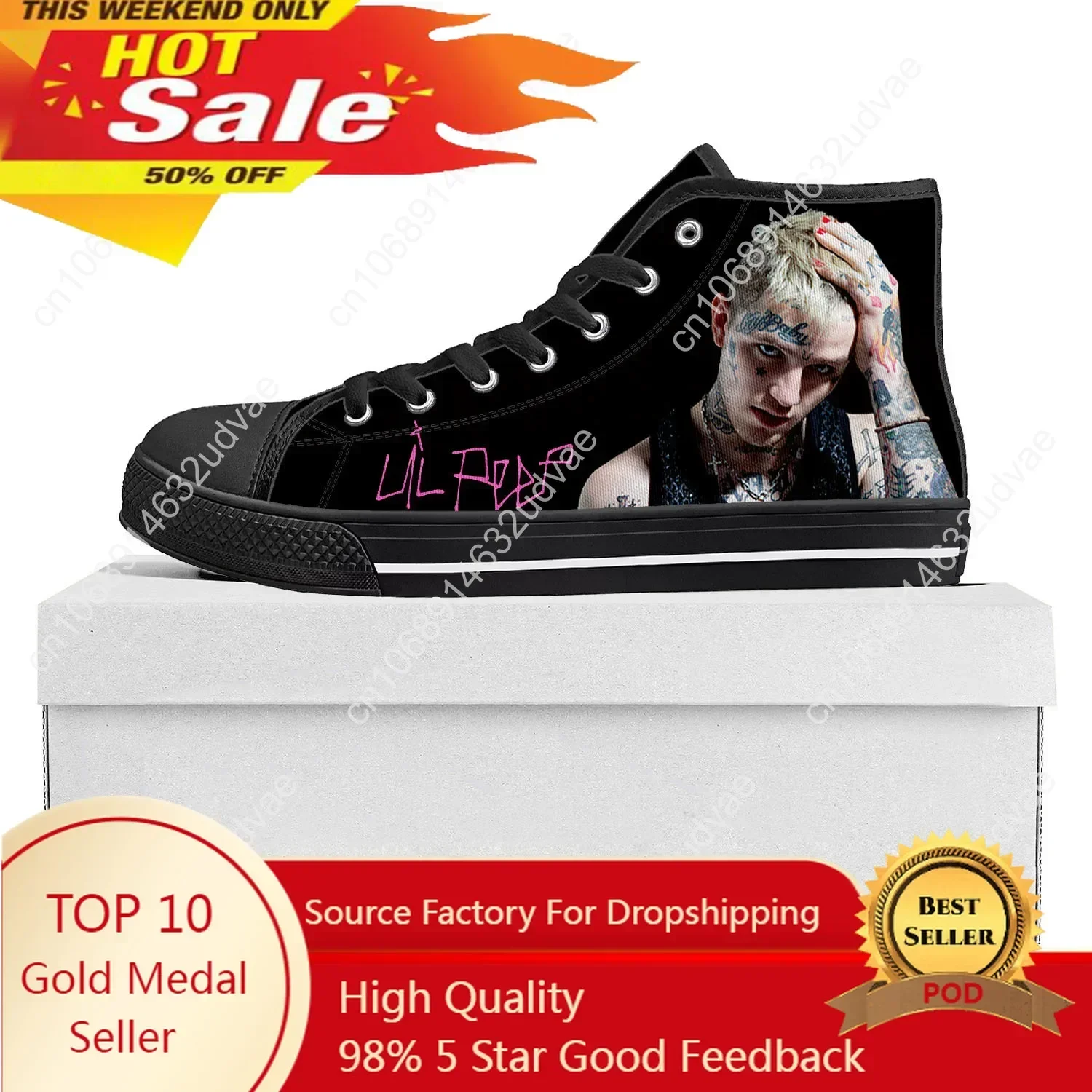 

Hot Hip Hop Rapper Lil Peep High Top High Quality Sneakers Mens Womens Canvas Sneaker Casual Couple Shoes Custom Shoe