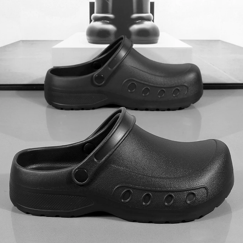 Men's Chef Kitchen Shoes for Men EVA Injection Anti-slip Slippers Outsole Comfortable Garden Clogs Waterproof Sandals Size 39-51