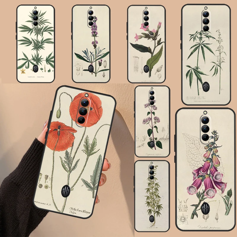 Botanical Drawings Flowers For Nubia Red Magic 6 7 8 Pro Plus Case For Red Magic 6S 7S 8S Pro Plus 6R 5S 5G Cover