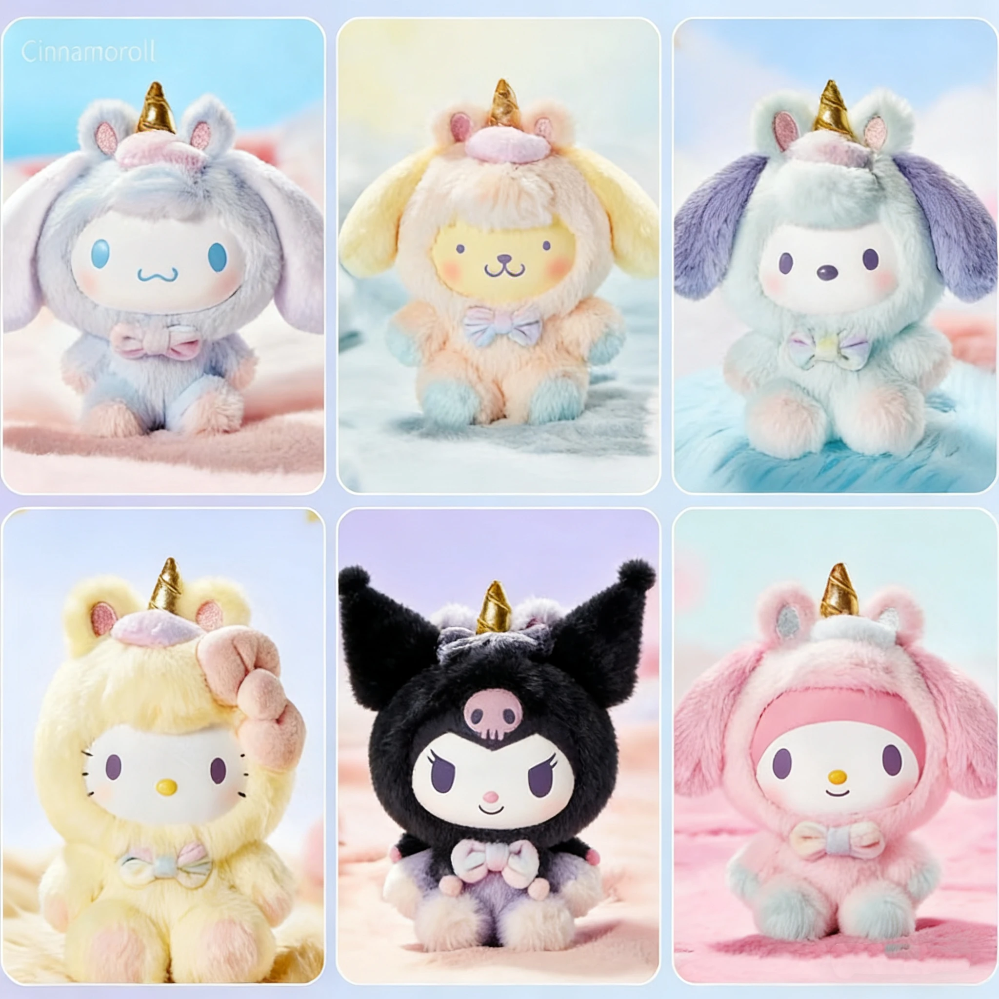 

New Sanrio Dreamy Unicorn Blind Box Fluffy Hello Kitty Plush Adorable Trendy Collectible Festive Blind Box Surprise Gift Toy