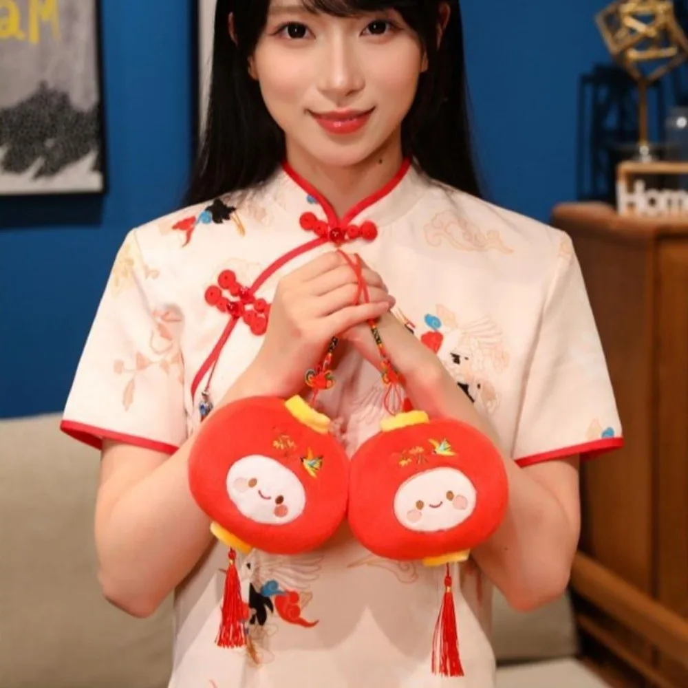 Chinese Red Lantern Doll Pendant Stuffed Plush Good Luck Spring Festival Ornament Soft Cute New Year Hanging Decor