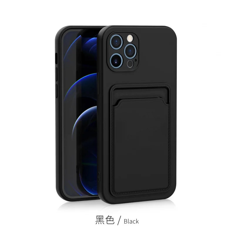 

Simple solid color card slot suitable for useiphone14promaxApple12/13/11Phone case16eNew Men and Women15prPhoto-proof case that