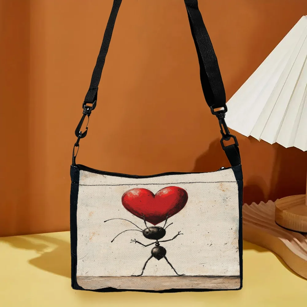 

Сумка через плечо Ant Love на одно плечо с застежкой-молнией, которую можно стирать рукой, регулируемый плечевой ремень, подходит для прогулок и подарков