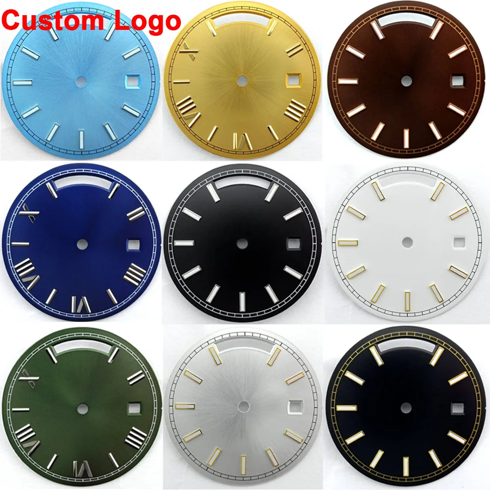 31mm dial fit 8285 movement blue-green luminous custom LOGO/no LOGO black blue yellow green white coffee watch parts accessories