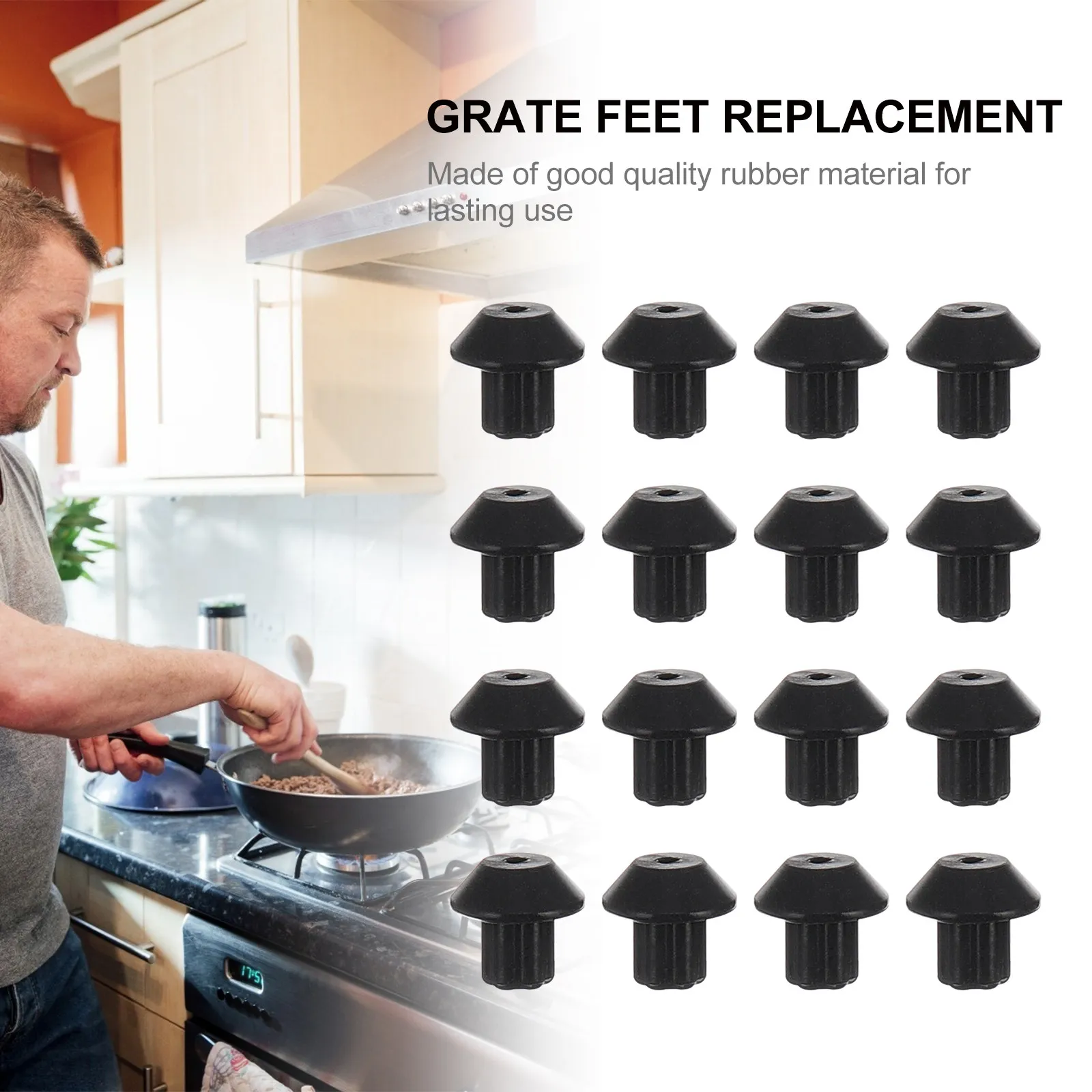 48Pcs Rubber Foot for Gas Range Burner Grate Replacement Easy Install Non Scratch Cooktop Protector Heavy Duty Range Stove Grate