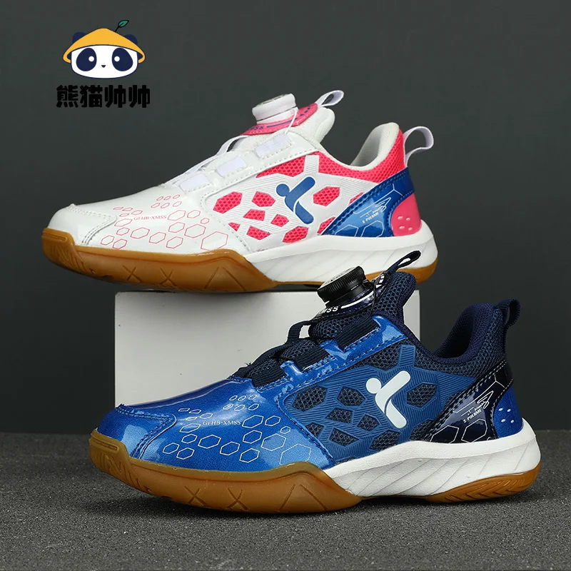 Buckle badminton shoes for men and women Non slip student team badminton training shoes for children29-40