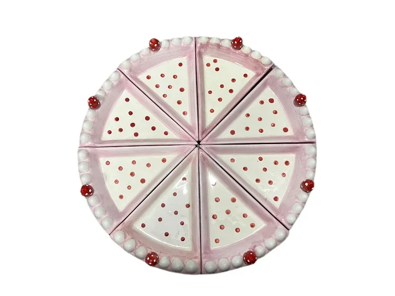 

American style pale pink embossed fruit polka-dot pattern ceramic plate