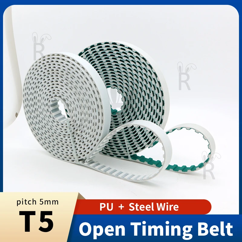 T5 Open Timing Belt Pitch=5mm PU T5 Belt With Steel Core Belt Width 10mm 15mm 20mm 25mm 30mm 40mm Laser Engraving CNC 3D T5 Belt