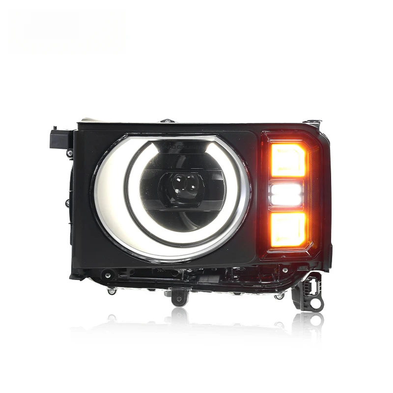 Suitable for 2024 Toyota Prado LC250 headlight assembly, modified round version with LED daytime running light lens