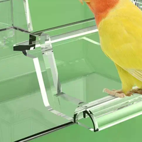 Transparent Parrot Feeder Bird Food Bowl Hangable Detachable With Stand Prevent Scattering Dispenser Parrots Food Container